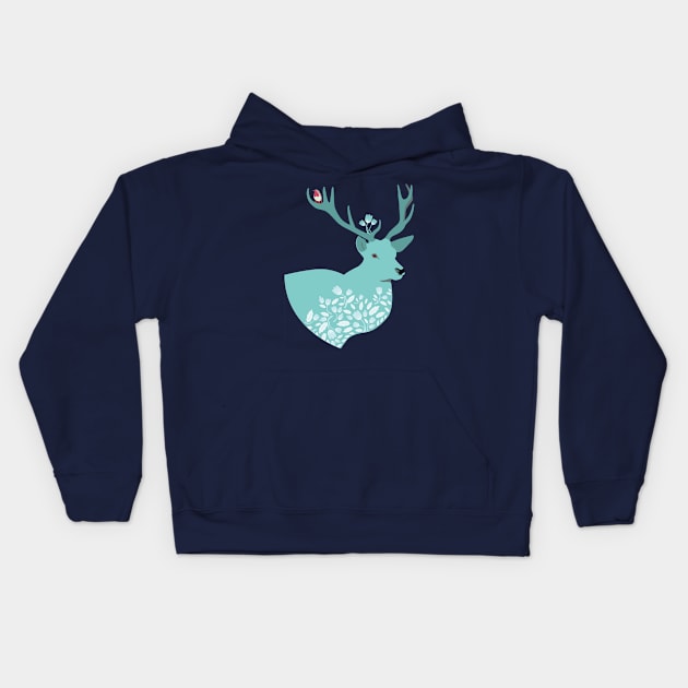 Blue Deer Kids Hoodie by Ornaart